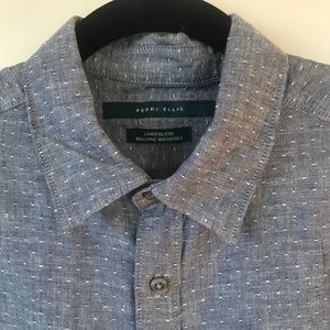 Perry Ellis Linen Chambray Button-Down Shirt